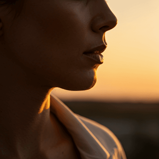 Woman with a high-fashion pose in soft sunset light